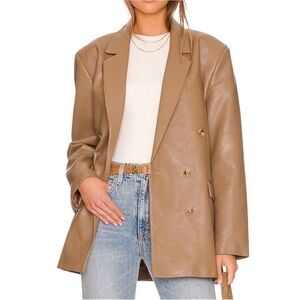 NWT Pistola Revolve Roman Faux Leather Blazer Jacket Taupe - size L